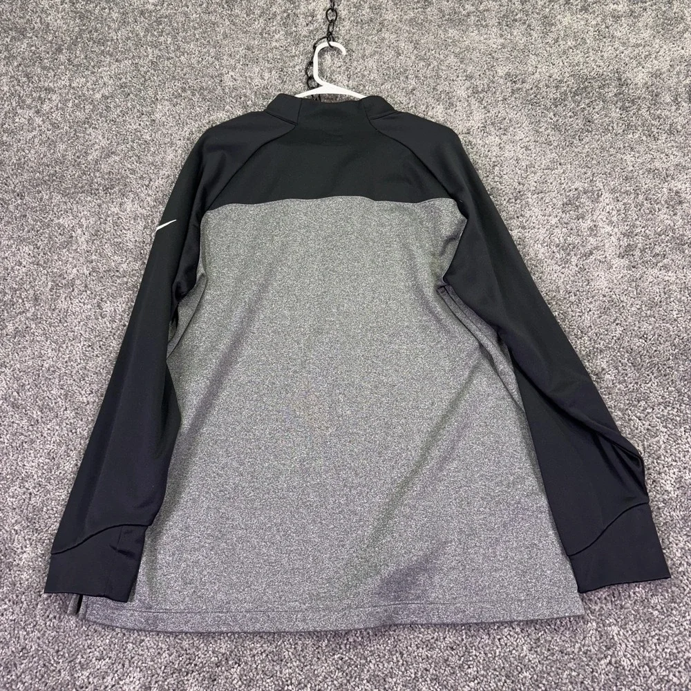 Nike Golf Sweatshirt Mens 2XL Gray Black 1/4 Zip Fleece Pullover Golf Casual